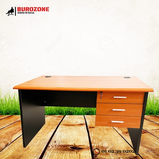 [DW-036A-12] Bureau agent + 3 tiroirs orange, 120*60*75cm